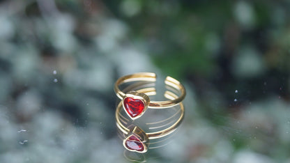 Ruby Heart Gold Ring