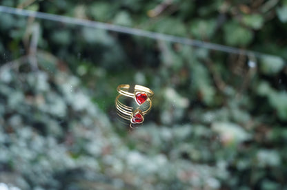 Ruby Heart Gold Ring