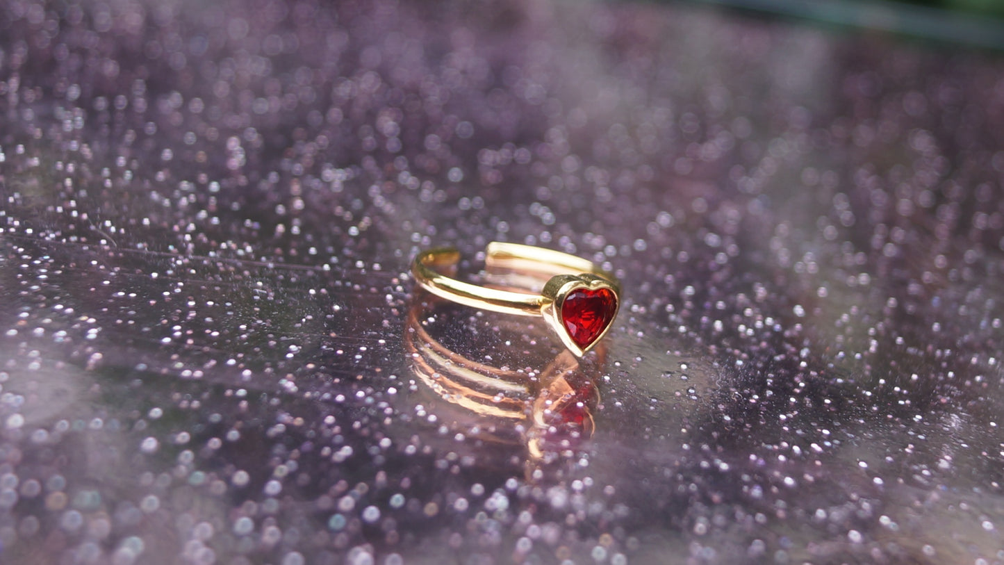 Ruby Heart Gold Ring