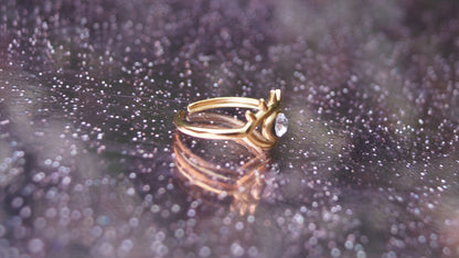 Silver Zirconia Eye Ring - Medium Gold