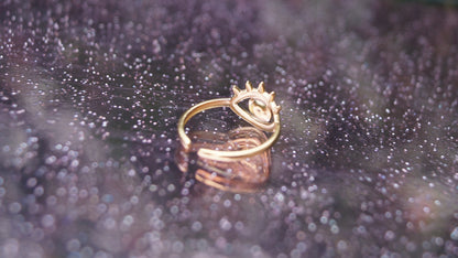 Silver Zirconia Eye Ring - Medium Gold