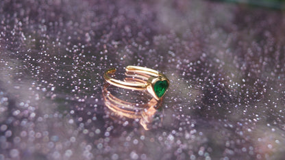 Emerald Heart Gold Ring