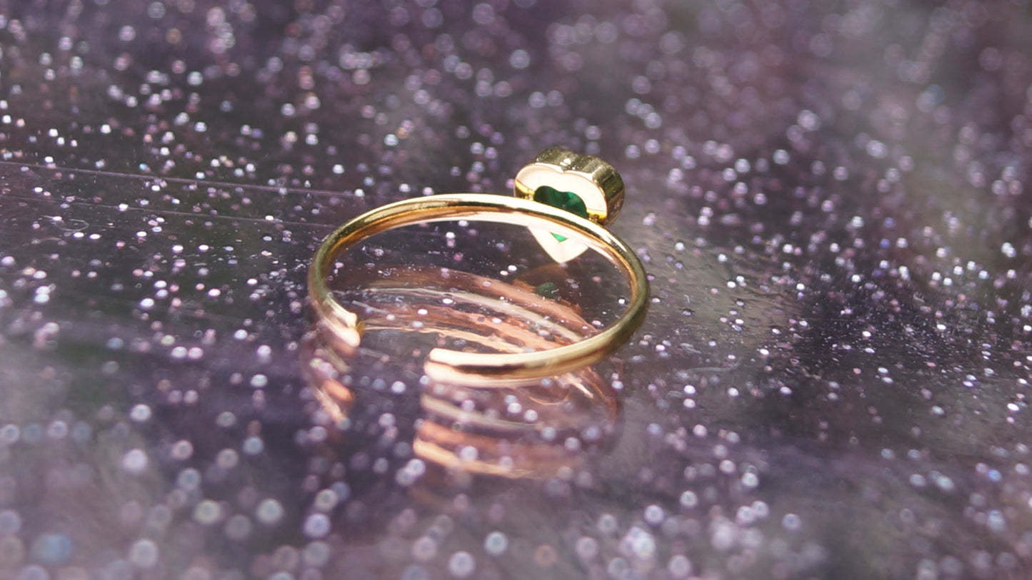 Emerald Heart Gold Ring
