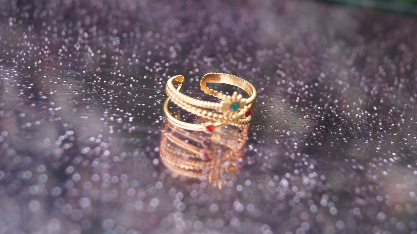 Geometric Cross Over Gold Ring