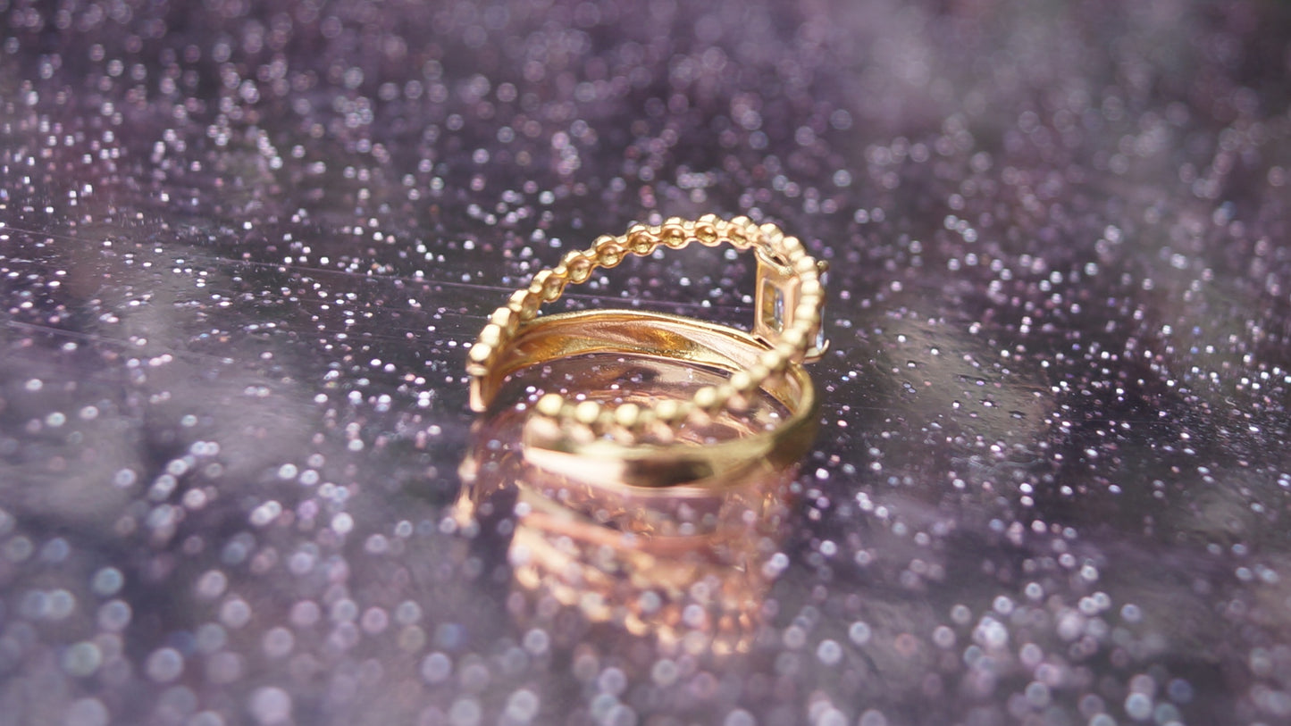 Dual Quartz Rectangular Gem Gold Ring