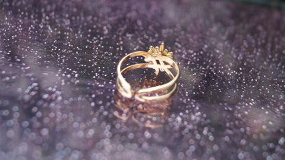 Vintage Sun Style Red Zirconia Gold Ring