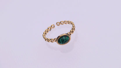 Textured Malachite Stone Gold Ring