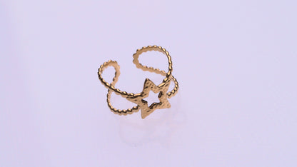 Textured Star Cross Gold Ring