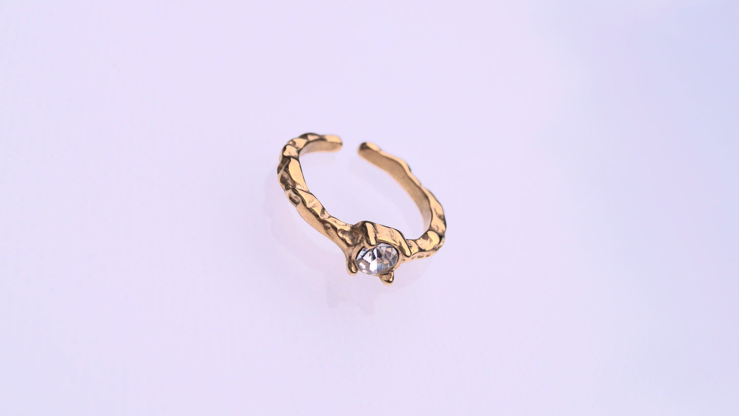 Silver Zirconia Chunky Textured Ring
