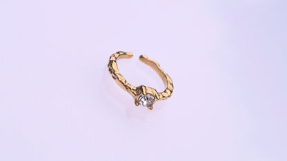 Silver Zirconia Chunky Textured Ring