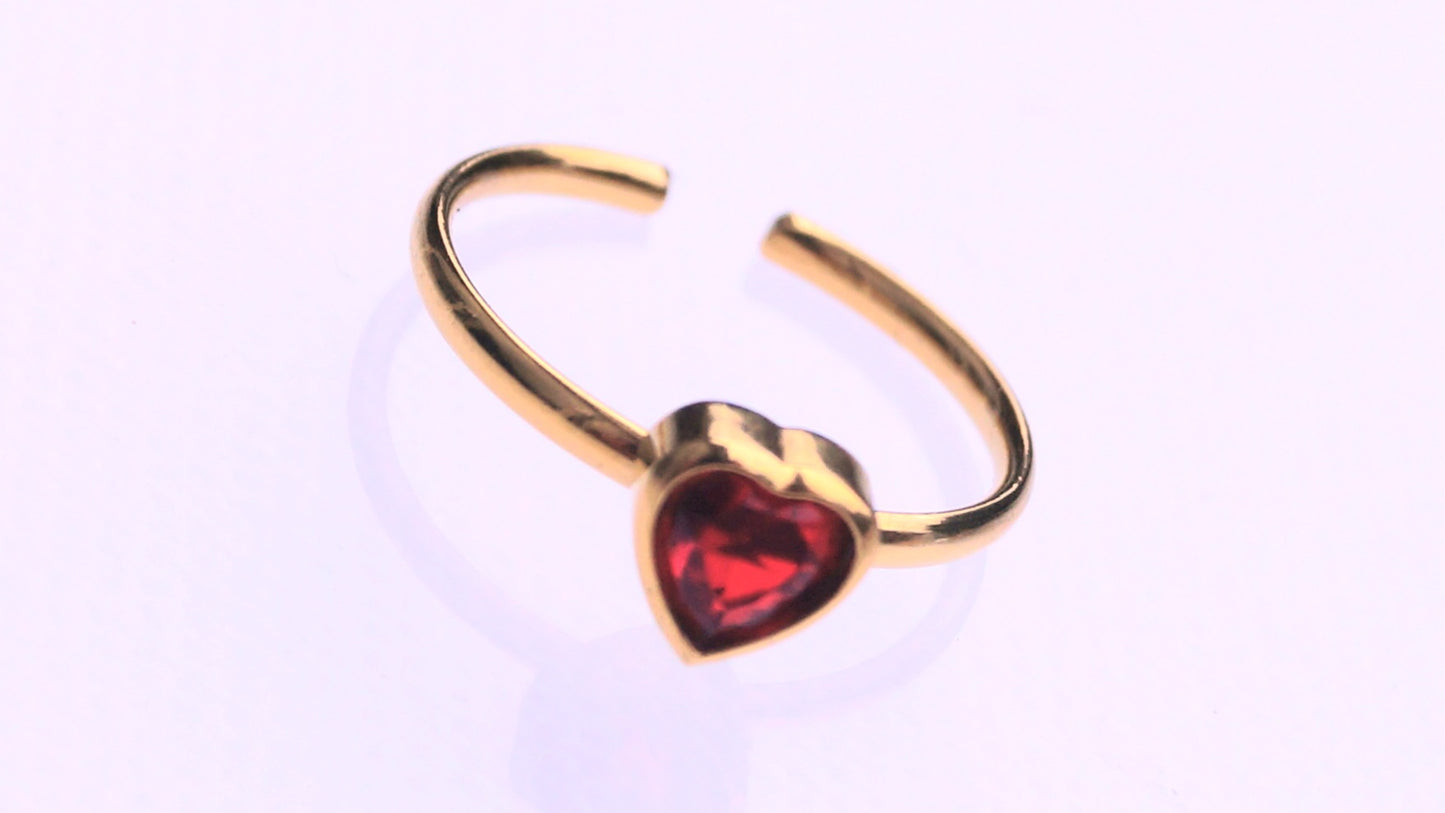 Ruby Heart Gold Ring
