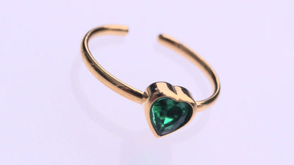Emerald Heart Gold Ring