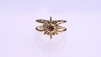 Vintage Sun Style Red Zirconia Gold Ring