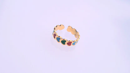 Row of Hearts Gold Ring