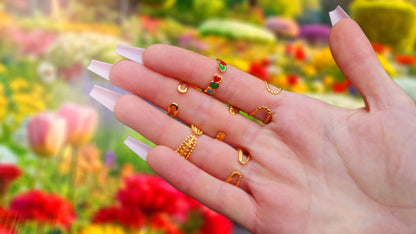 Dual Aqua Rectangular Gem Gold Ring