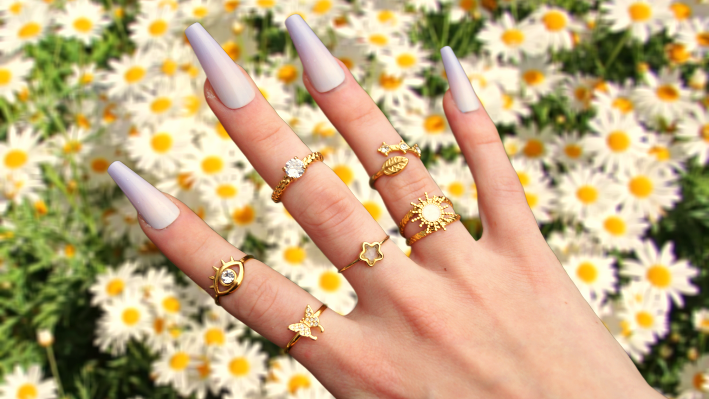 Silver Zirconia Eye Ring - Medium Gold
